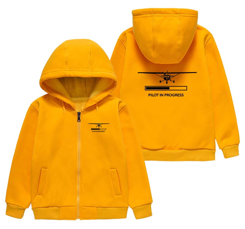 Pilot In Progress (Cessna) Designed "CHILDREN" Zipped Hoodies