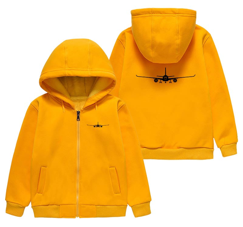 Airbus A350 Silhouette Designed "CHILDREN" Zipped Hoodies