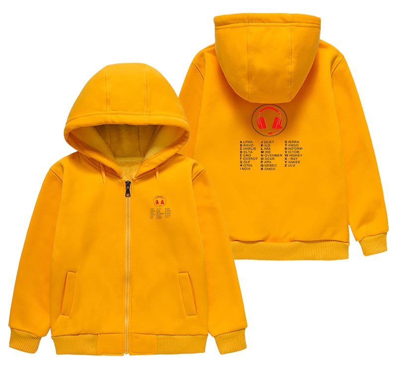 Aviation Alphabet 3 Designed "CHILDREN" Zipped Hoodies