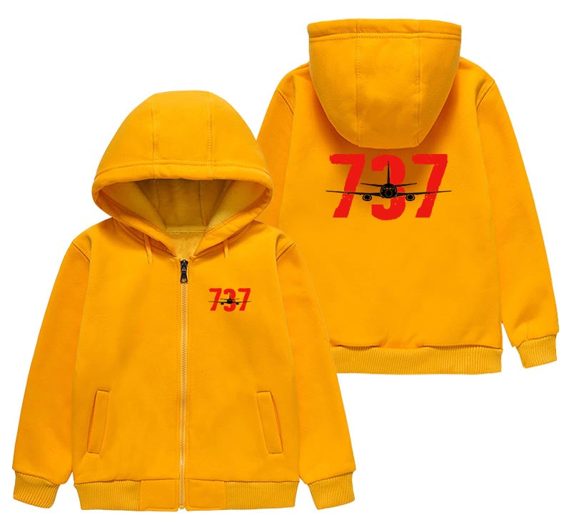 Boeing 737 Designed Designed "CHILDREN" Zipped Hoodies