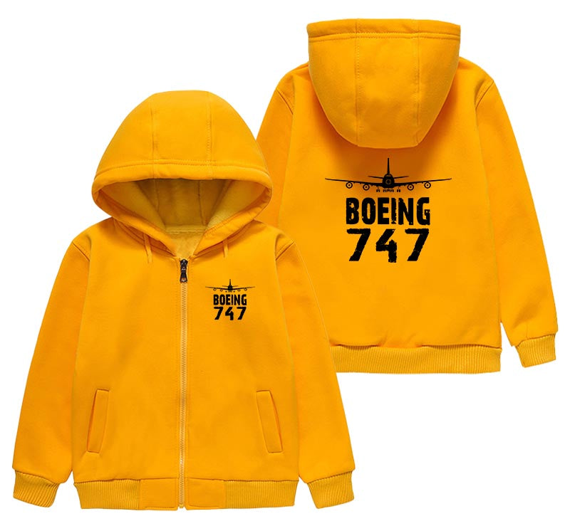 Boeing 747 & Plane Designed "CHILDREN" Zipped Hoodies