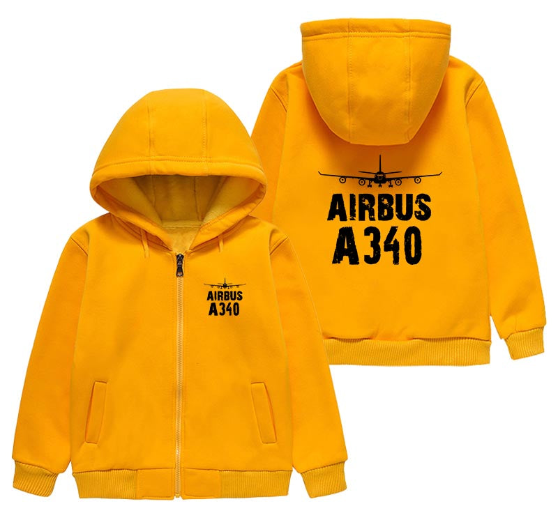 Airbus A340 & Plane Designed "CHILDREN" Zipped Hoodies