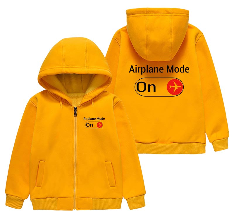 Airplane Mode On Designed "CHILDREN" Zipped Hoodies