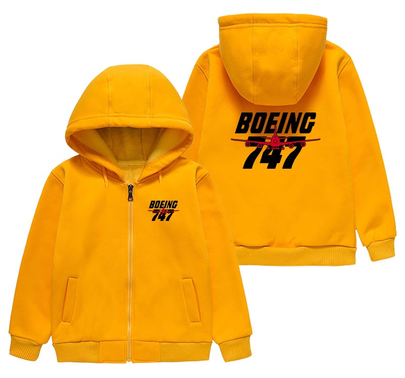 Amazing Boeing 747 Designed "CHILDREN" Zipped Hoodies