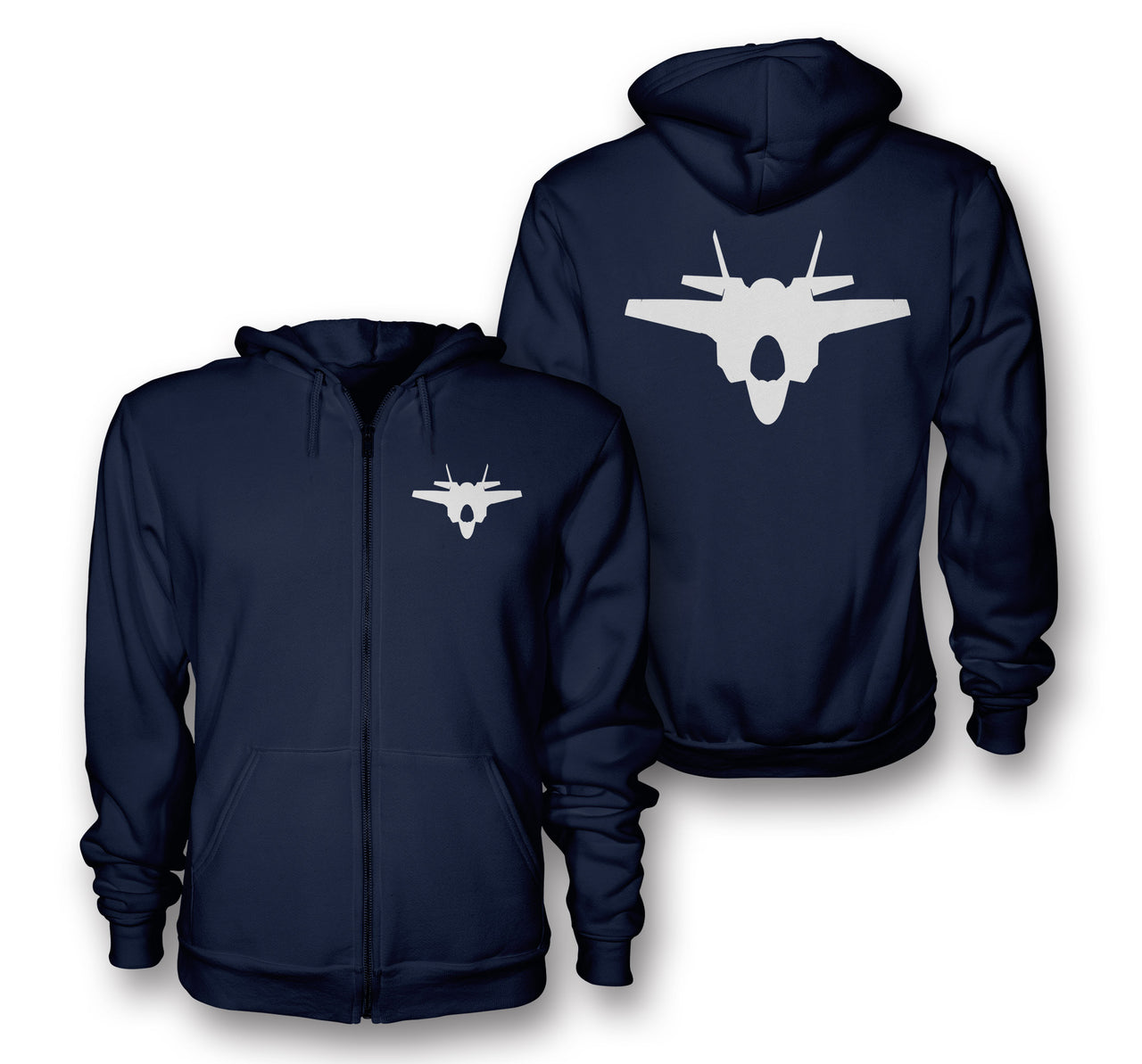 Lockheed Martin F-35 Lightning II Silhouette Designed Zipped Hoodies