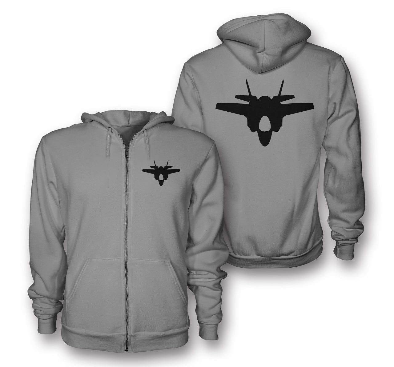 Lockheed Martin F-35 Lightning II Silhouette Designed Zipped Hoodies