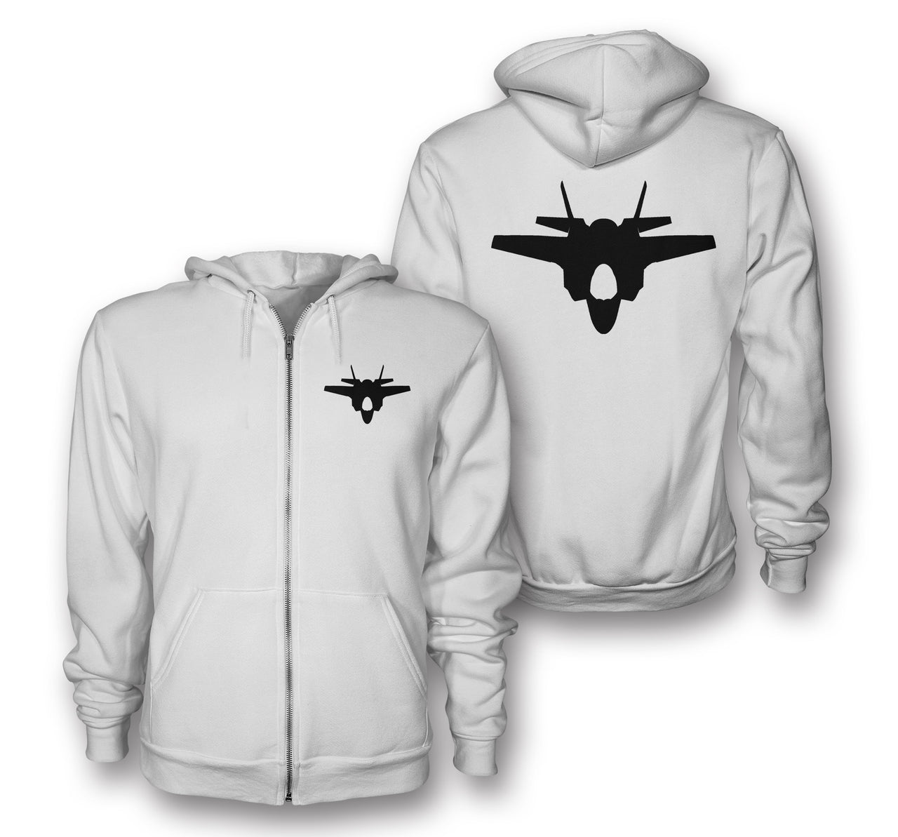 Lockheed Martin F-35 Lightning II Silhouette Designed Zipped Hoodies