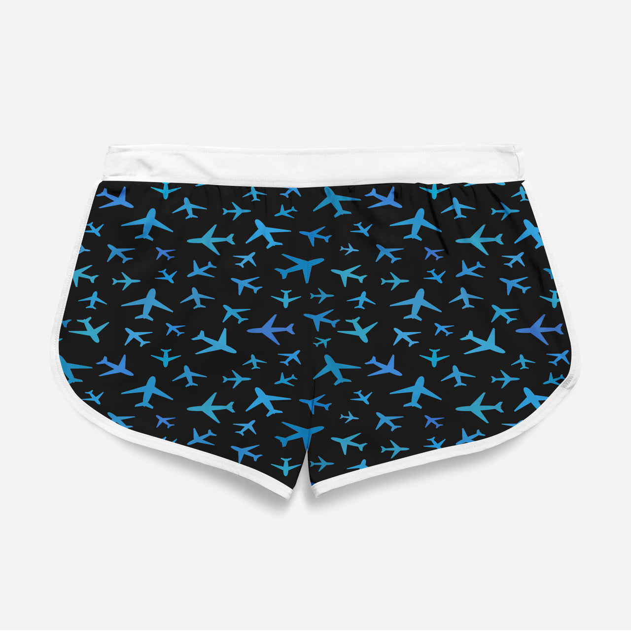 Many Airplanes Black Designed Women Beach Style Shorts