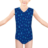 Thumbnail for Many Airplanes Blue Designed Kids Swimsuit