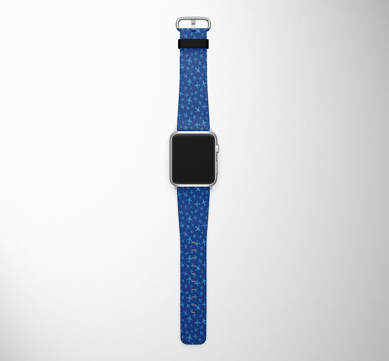 Many Airplanes Blue Designed Leather Apple Watch Straps