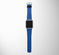 Thumbnail for Many Airplanes Blue Designed Leather Apple Watch Straps