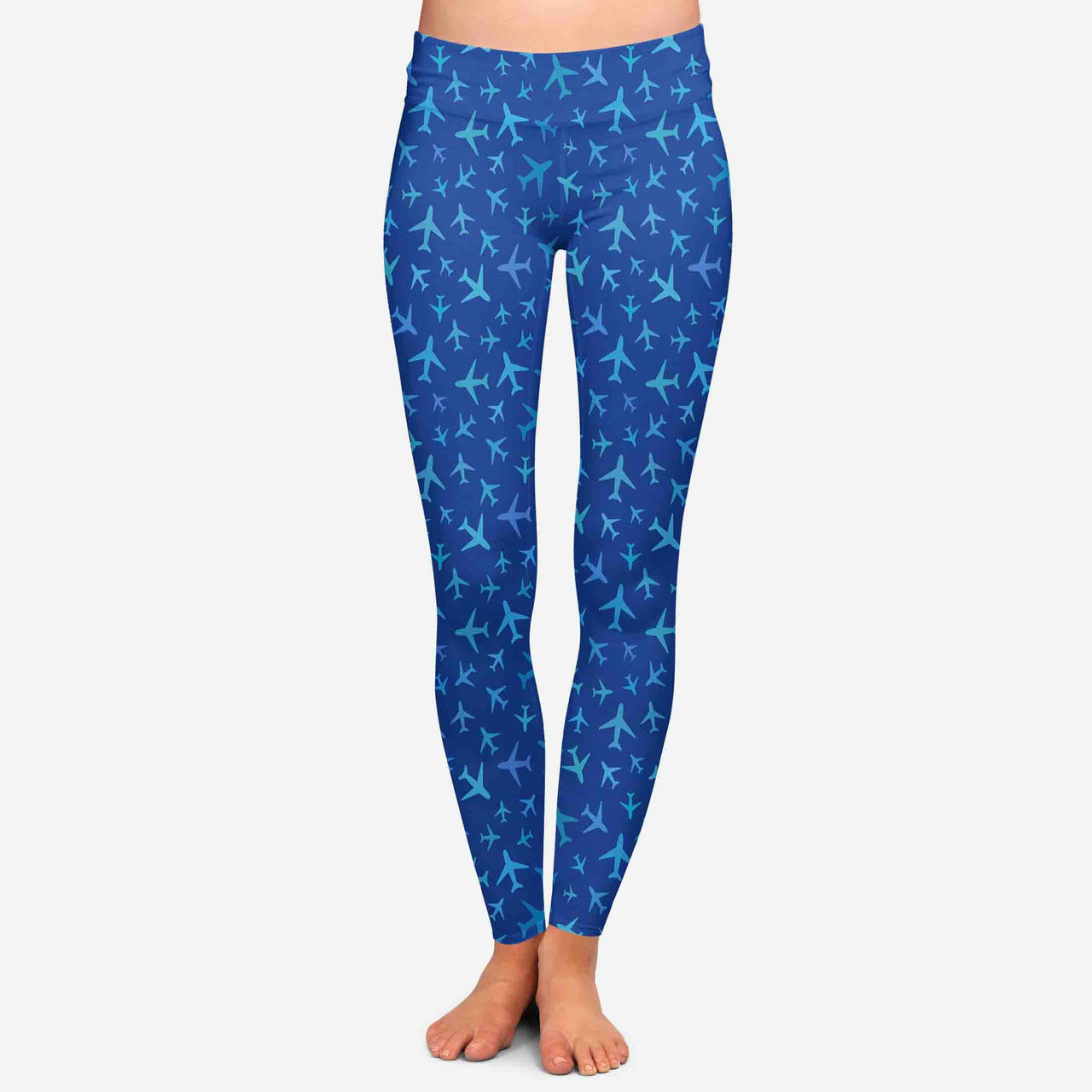 Many Airplanes Blue Designed Women Leggins