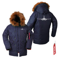 Thumbnail for McDonnell Douglas MD-11 Silhouette Plane Designed Parka Bomber Jackets