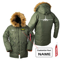 Thumbnail for McDonnell Douglas MD-11 Silhouette Plane Designed Parka Bomber Jackets