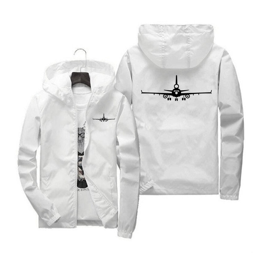 McDonnell Douglas MD-11 Silhouette Plane Designed Windbreaker Jackets