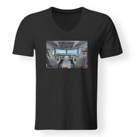 Thumbnail for Embraer E190 Cockpit Designed V-Neck T-Shirts