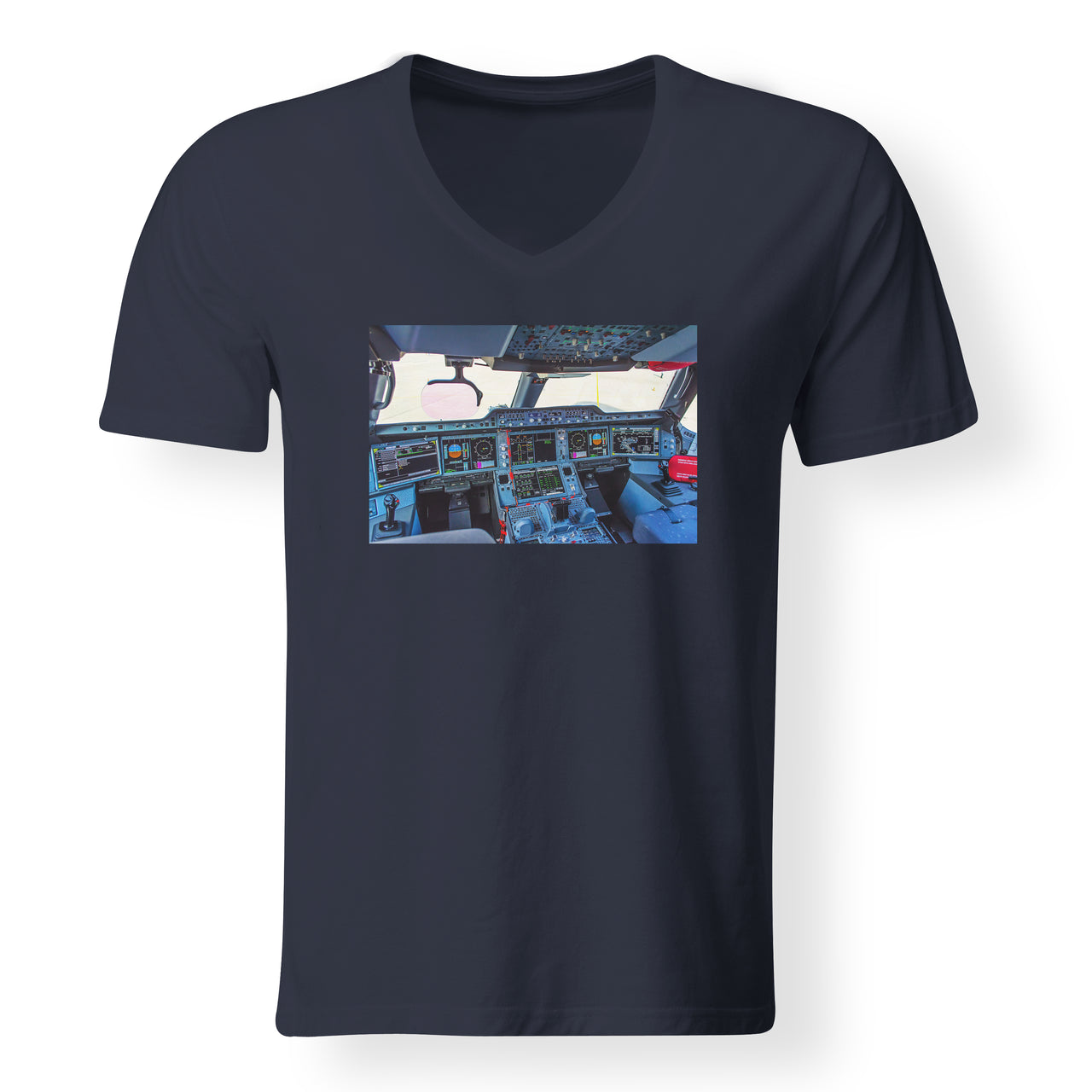 Airbus A350 Cockpit Designed V-Neck T-Shirts