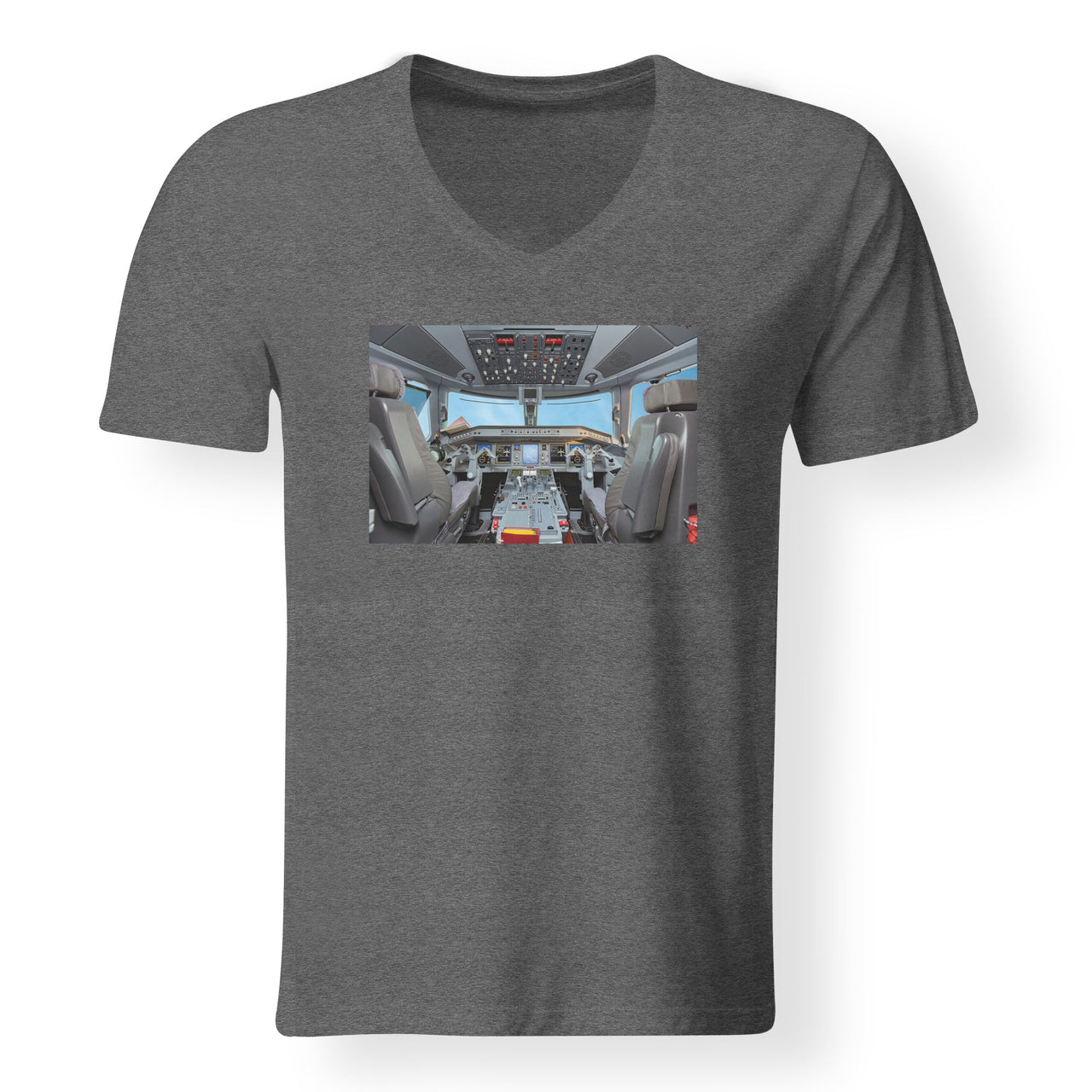 Embraer E190 Cockpit Designed V-Neck T-Shirts