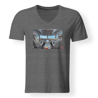 Thumbnail for Embraer E190 Cockpit Designed V-Neck T-Shirts