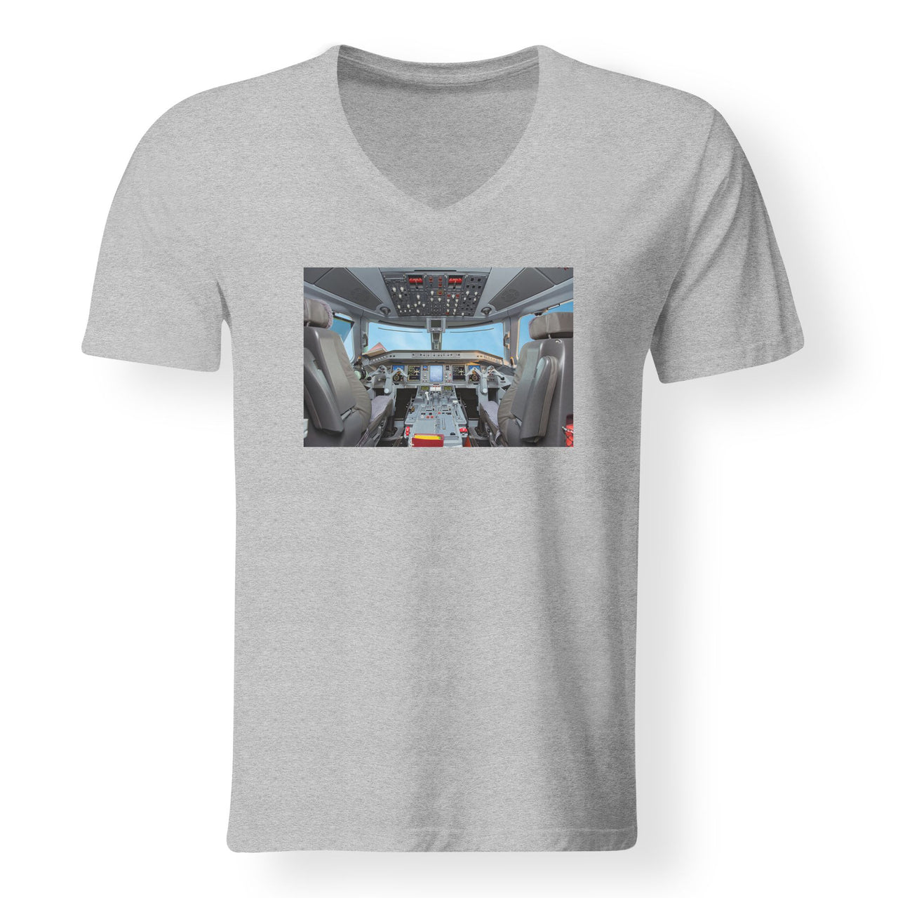 Embraer E190 Cockpit Designed V-Neck T-Shirts