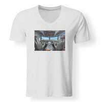 Thumbnail for Embraer E190 Cockpit Designed V-Neck T-Shirts