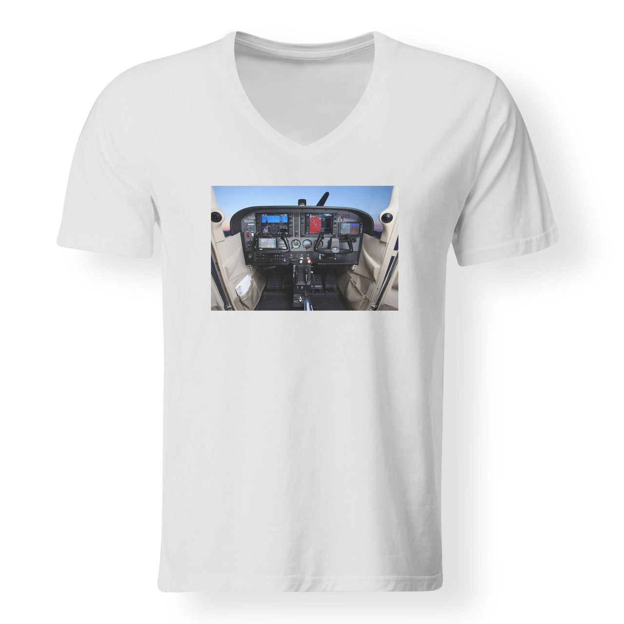 Cessna 172 Cockpit Designed V-Neck T-Shirts