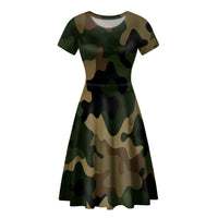 Thumbnail for Military Camouflage Army Green Designed Women Midi Dress