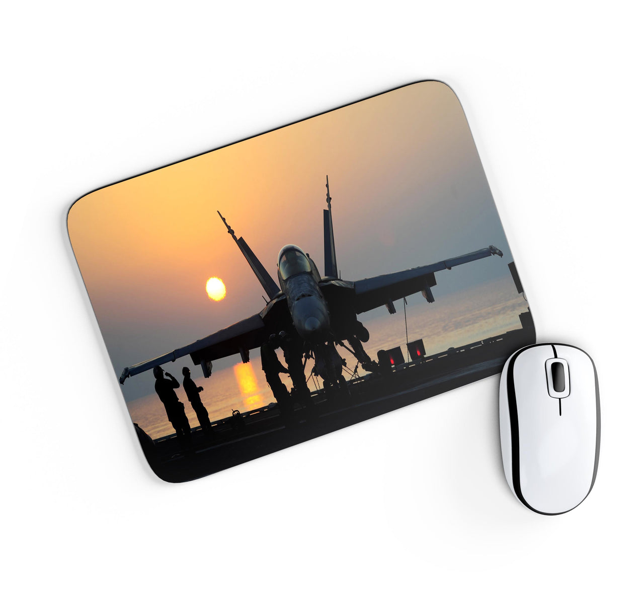 Military Jet During Sunset Designed Mouse Pads