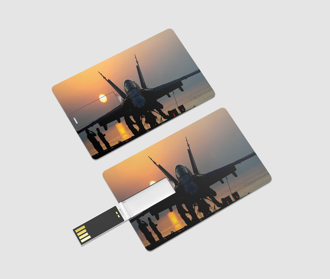 Military Jet During Sunset Designed USB Cards