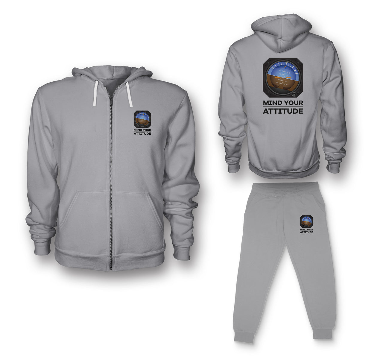 Mind Your Attitude Designed Zipped Hoodies & Sweatpants Set