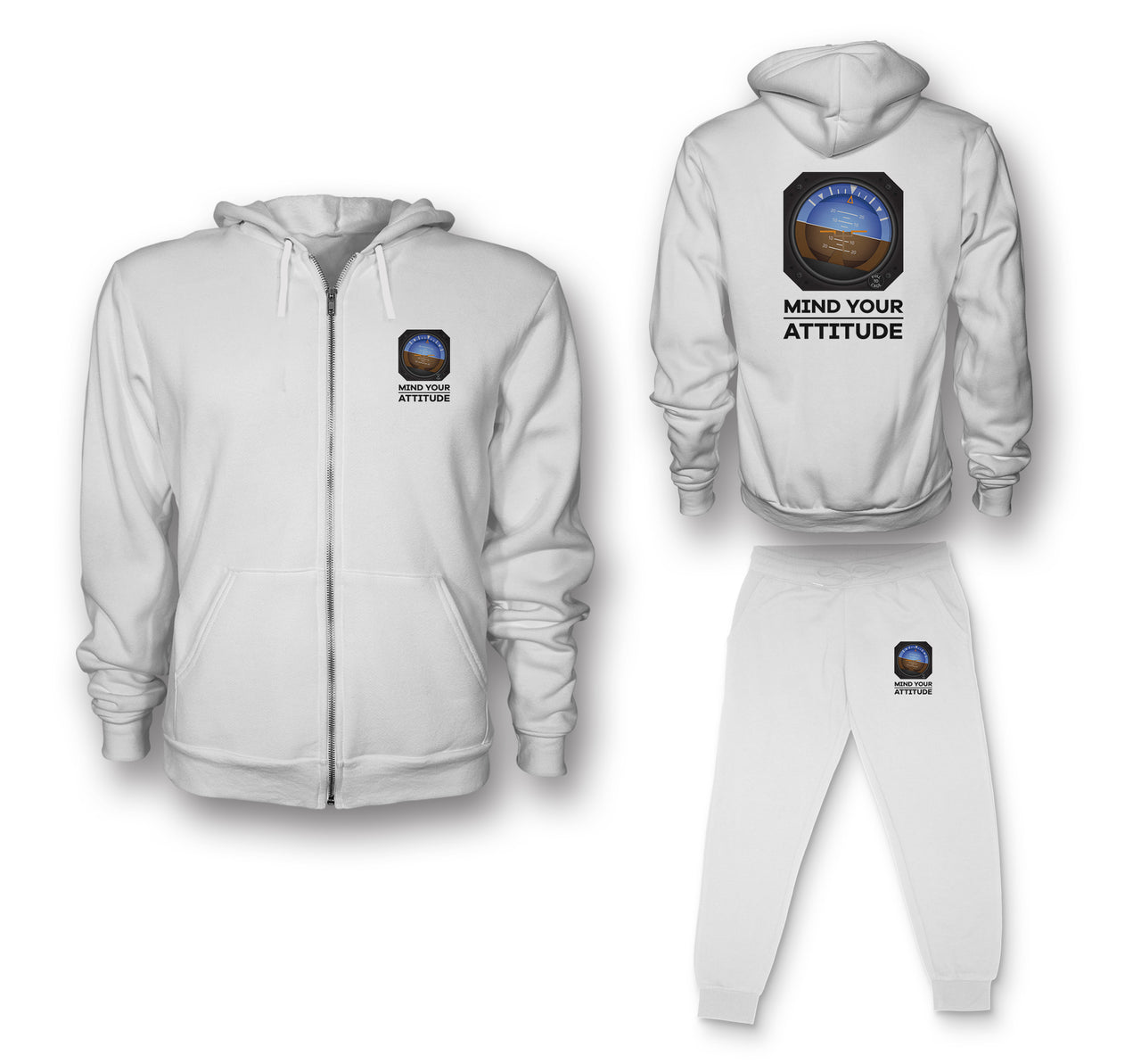 Mind Your Attitude Designed Zipped Hoodies & Sweatpants Set