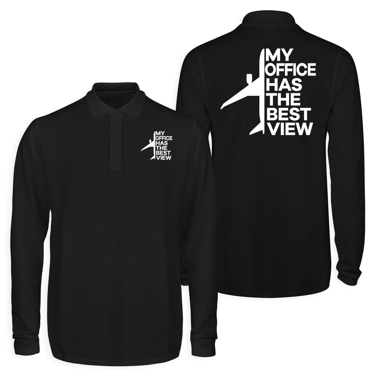 My Office Has The Best View Designed Long Sleeve Polo T-Shirts (Double-Side)