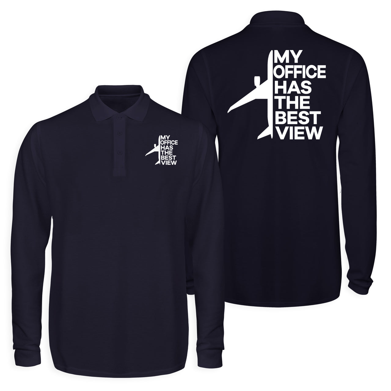 My Office Has The Best View Designed Long Sleeve Polo T-Shirts (Double-Side)