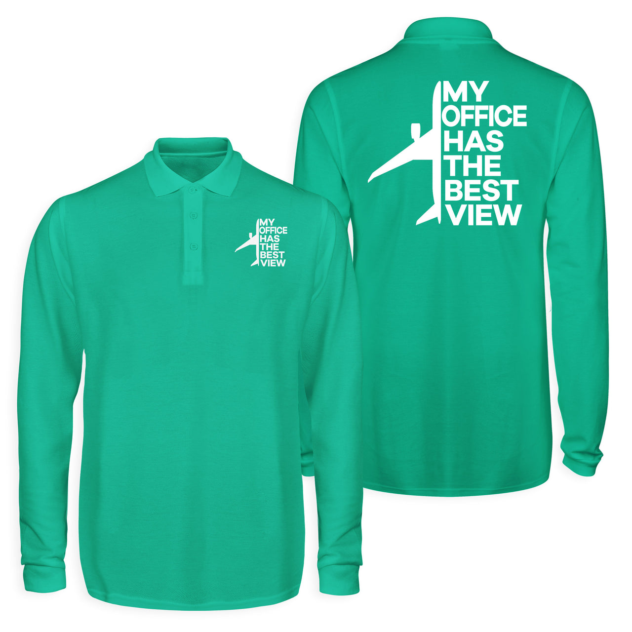 My Office Has The Best View Designed Long Sleeve Polo T-Shirts (Double-Side)