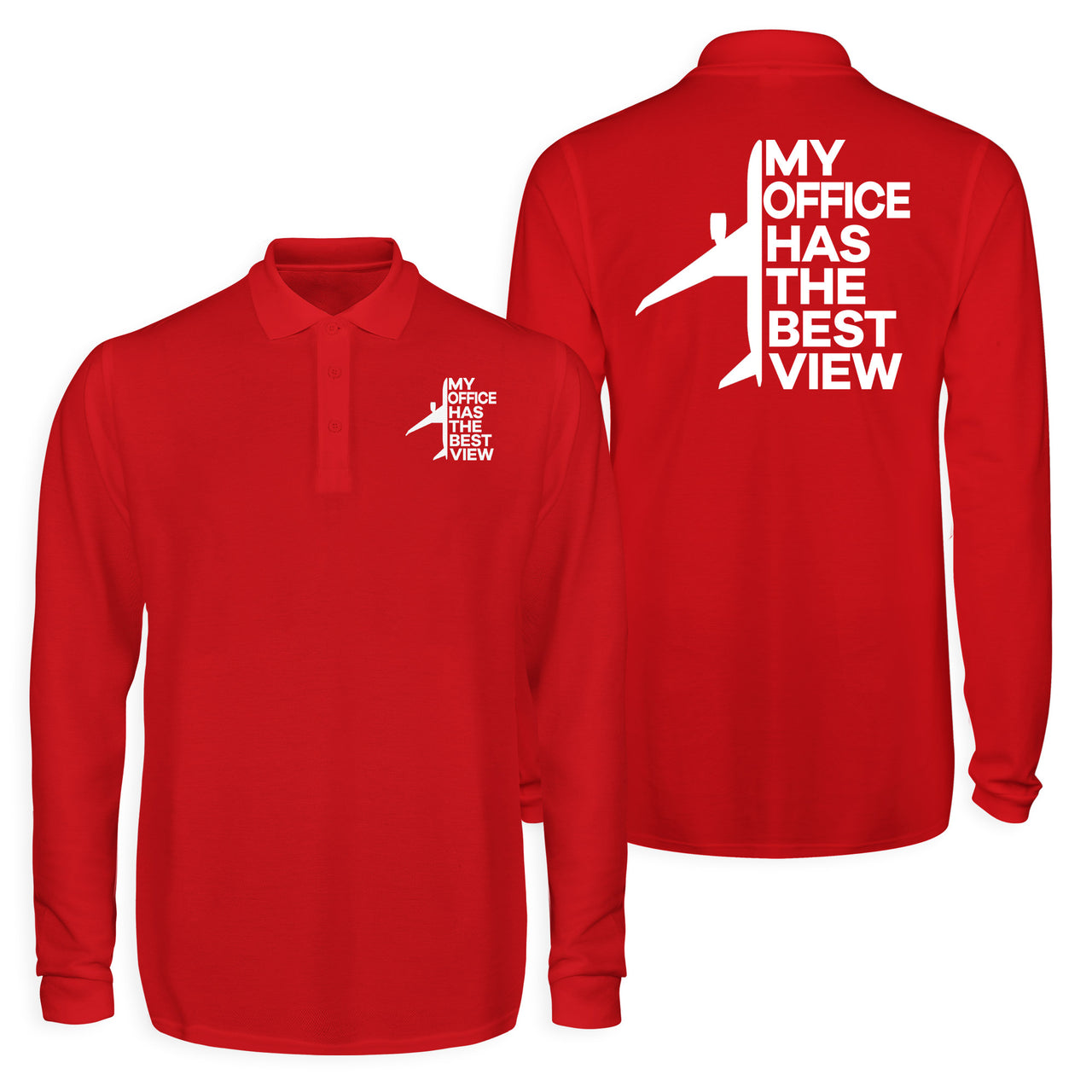 My Office Has The Best View Designed Long Sleeve Polo T-Shirts (Double-Side)