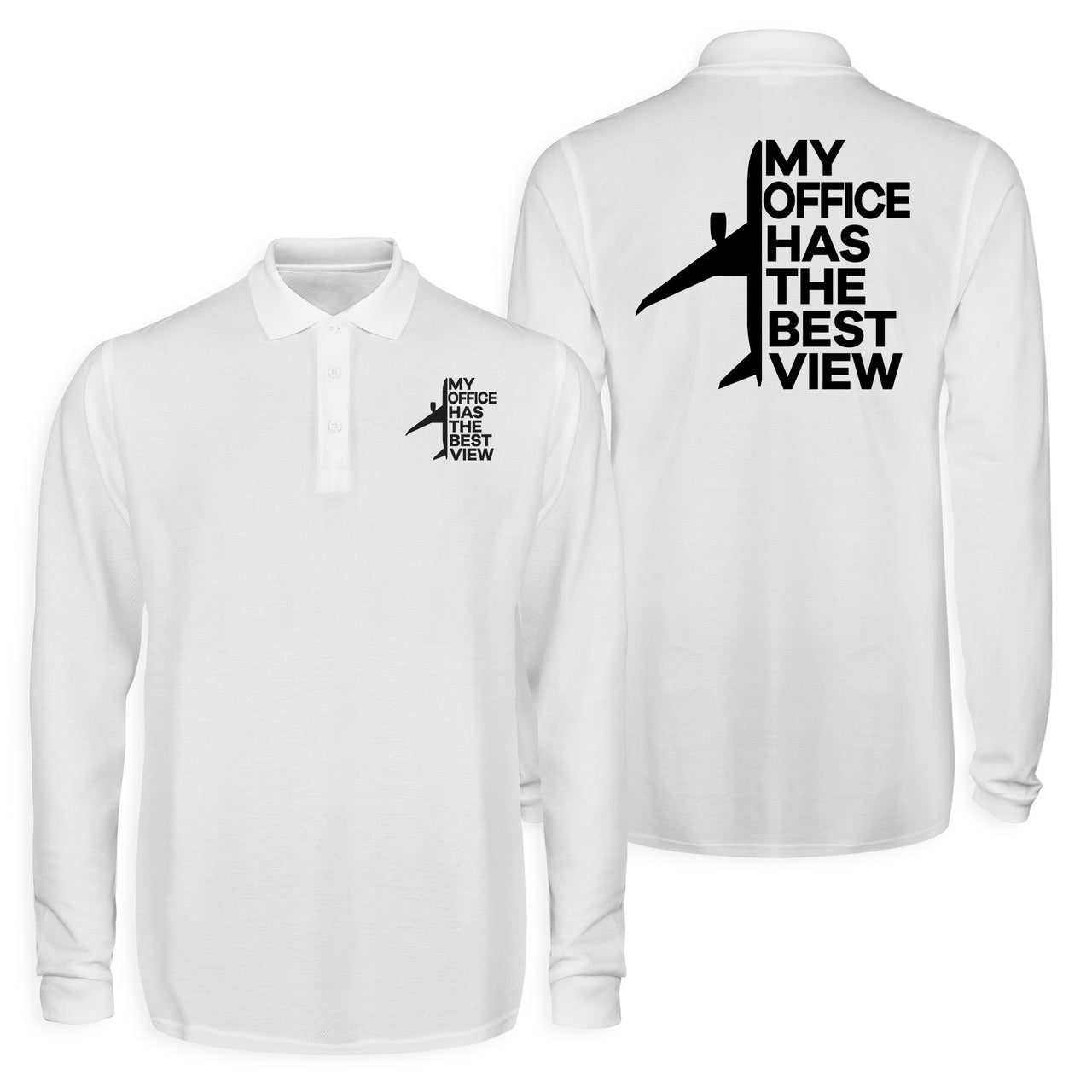 My Office Has The Best View Designed Long Sleeve Polo T-Shirts (Double-Side)