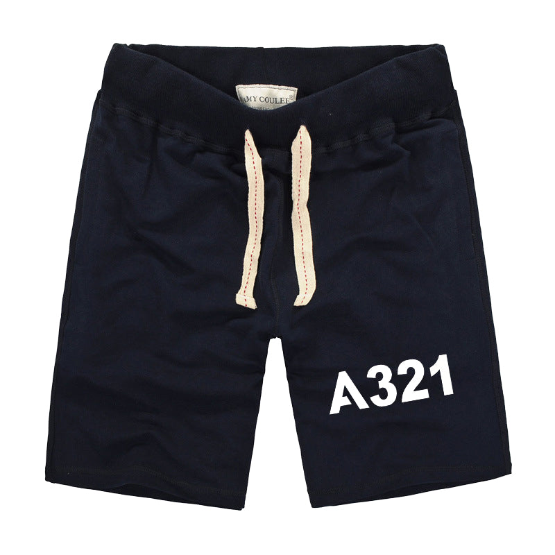 A321 Flat Text Designed Cotton Shorts