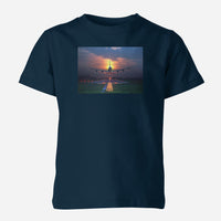 Thumbnail for Super Airbus A380 Landing During Sunset Designed Children T-Shirts