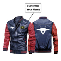 Thumbnail for Lockheed Martin F-35 Lightning II Silhouette Designed Stylish Leather Bomber Jackets