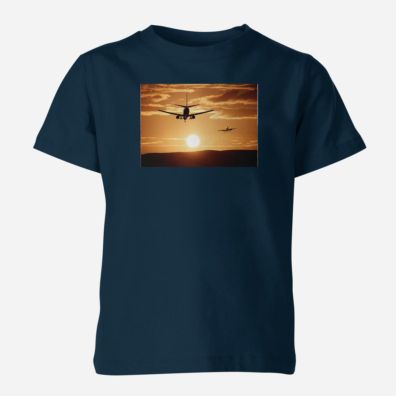 Two Aeroplanes During Sunset Designed Children T-Shirts