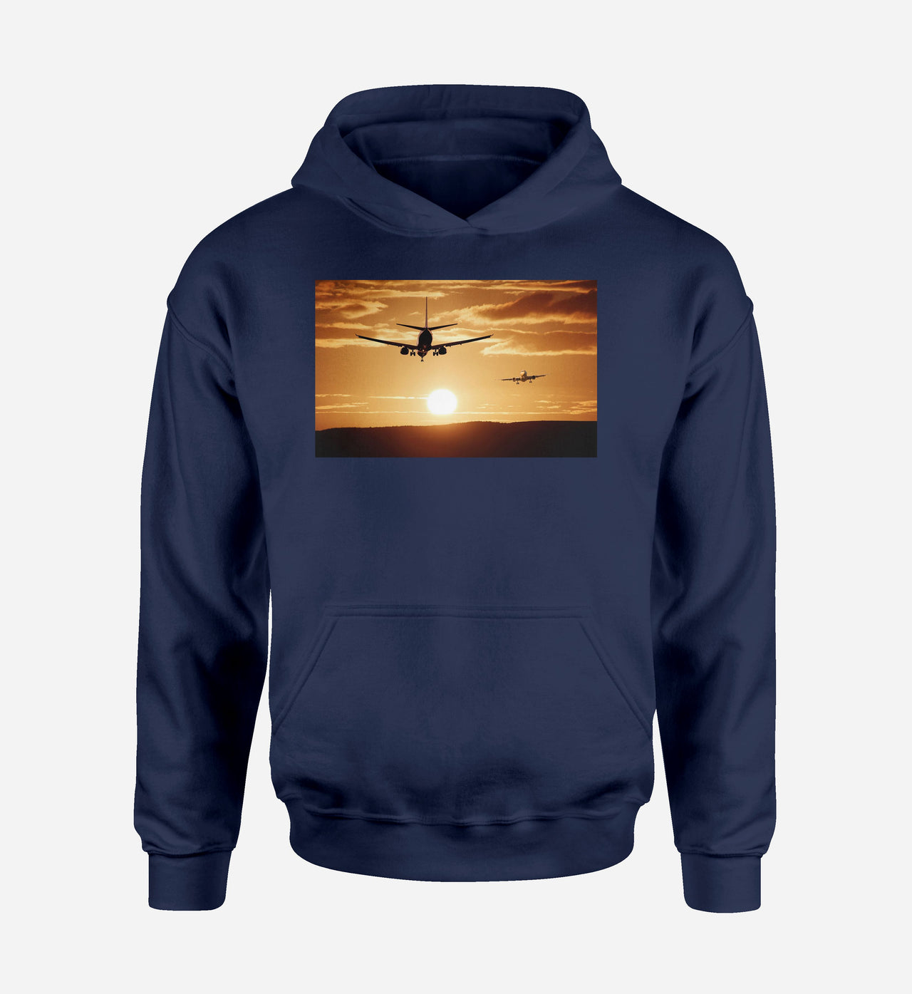 Two Aeroplanes During Sunset Designed Hoodies