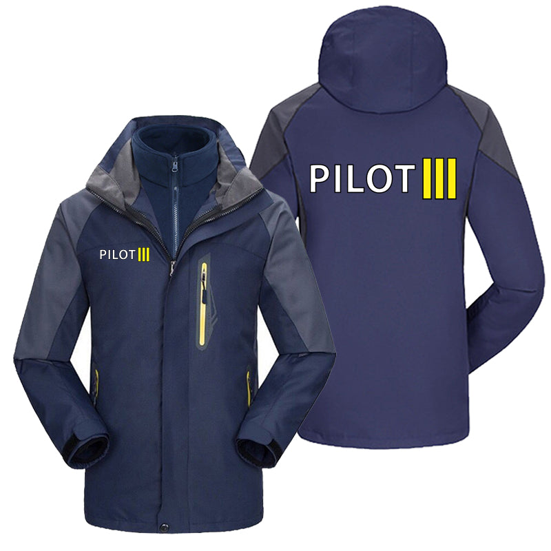 Pilot & Stripes (3 Lines) Designed Thick Skiing Jackets