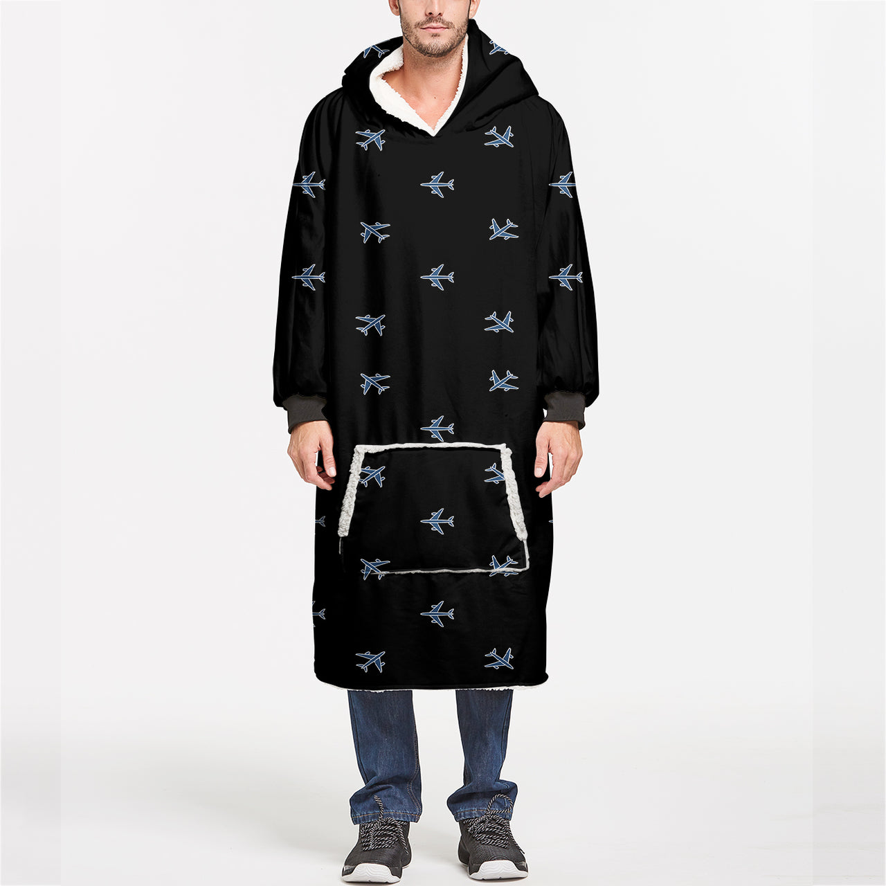 Nice Airplanes (Black) Designed Blanket Hoodies