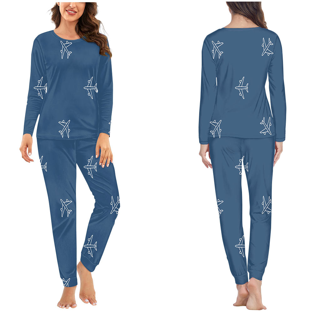 Nice Airplanes (Blue) Designed Women Pijamas
