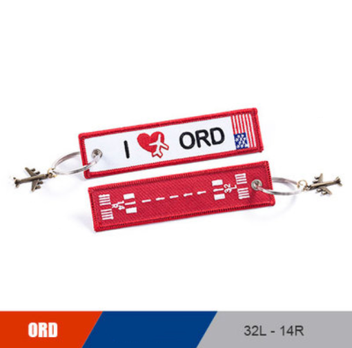 Chicago O'Hare (ORD) Airport & Runway Designed Key Chain