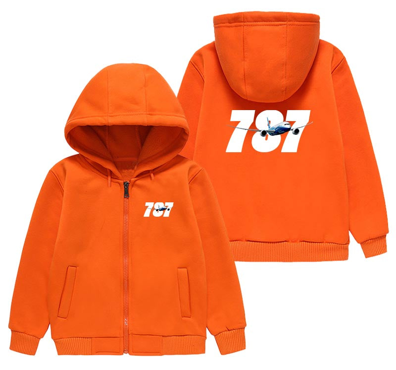 Super Boeing 787 Designed "CHILDREN" Zipped Hoodies