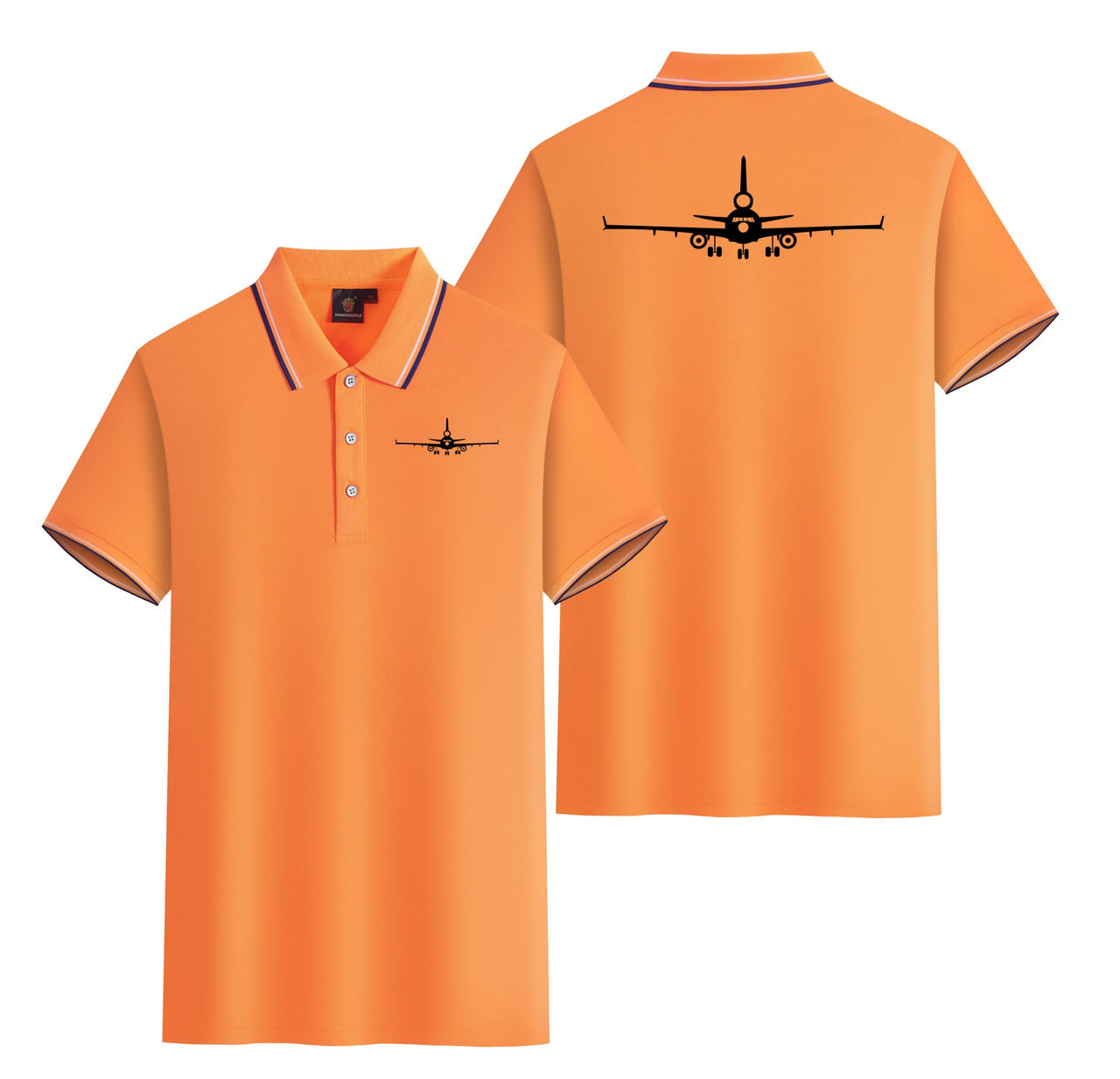 McDonnell Douglas MD-11 Silhouette Plane Designed Stylish Polo T-Shirts (Double-Side)