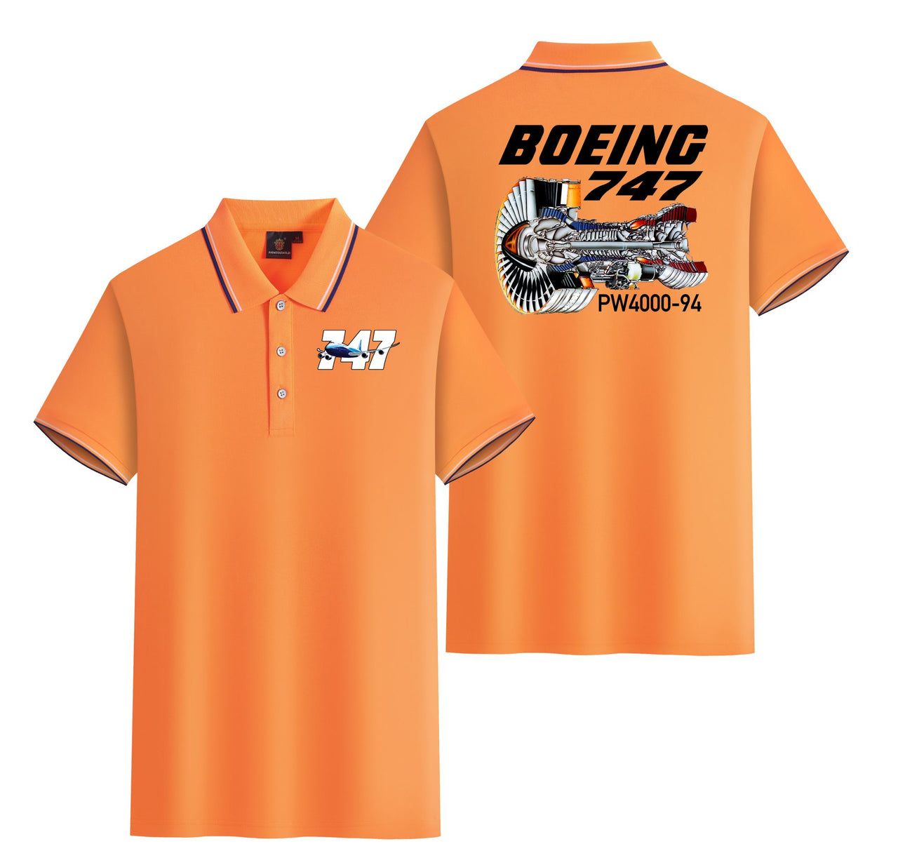 Boeing 747 & PW4000-94 Engine Designed Stylish Polo T-Shirts (Double-Side)