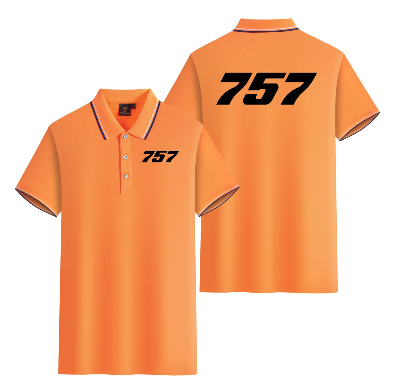 757 Flat Text Designed Stylish Polo T-Shirts (Double-Side)