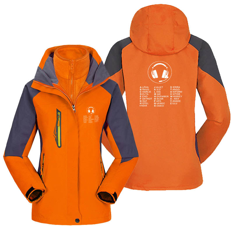 Aviation Alphabet 3 Designed Thick "WOMEN" Skiing Jackets